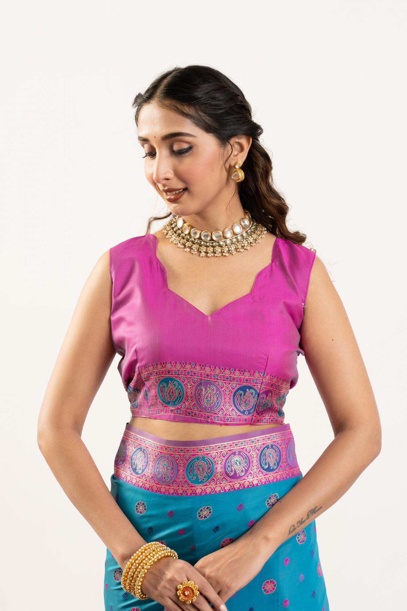 Teal Pure Banarasi Pashmina Silk Resham Zari Weaved Saree