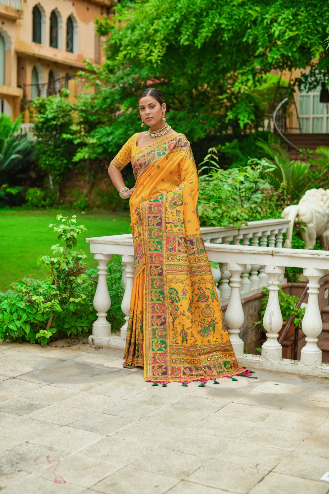 Banarasi Silk Patola All Over Printed Saree With Tassels On Pallu