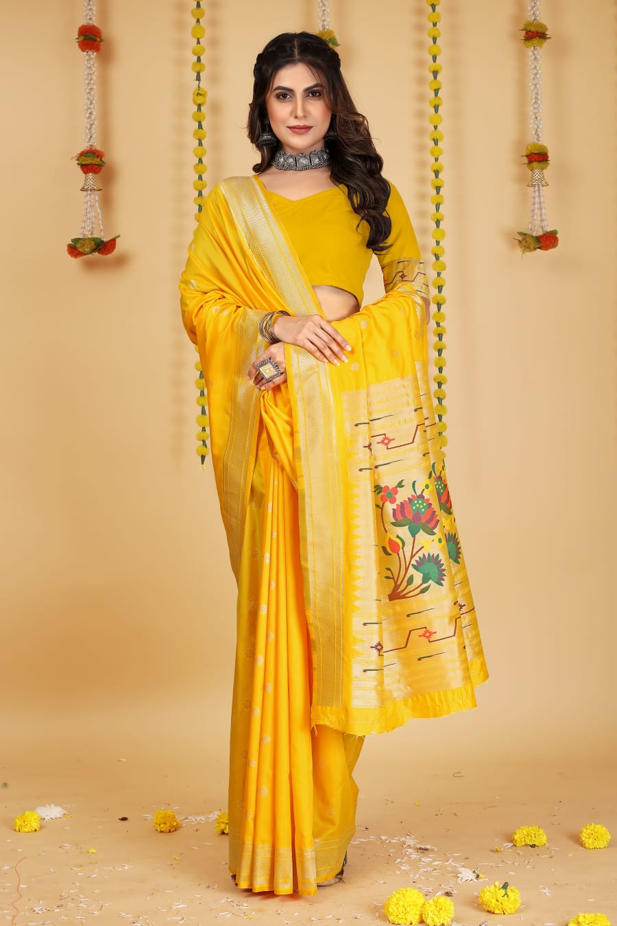 Pure Banarasi Silk Paithani Meenakari Rich Zari Weaved Sarees