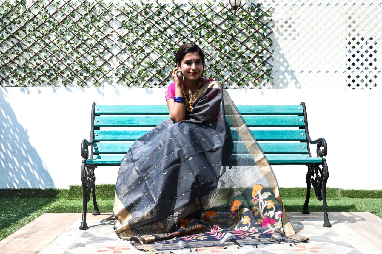 Linen Silk Jamdani Weave Saree