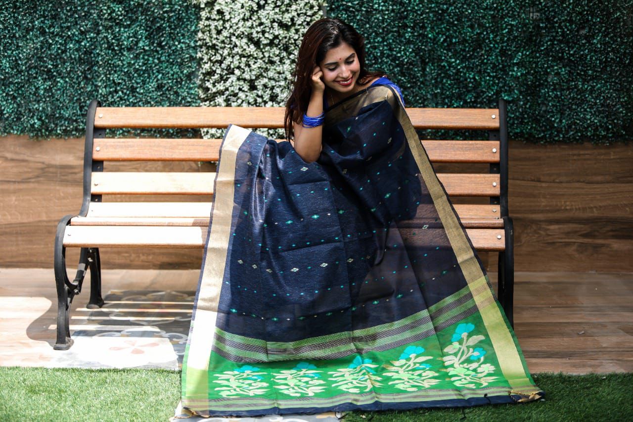 Linen Silk Jamdani Weave Saree