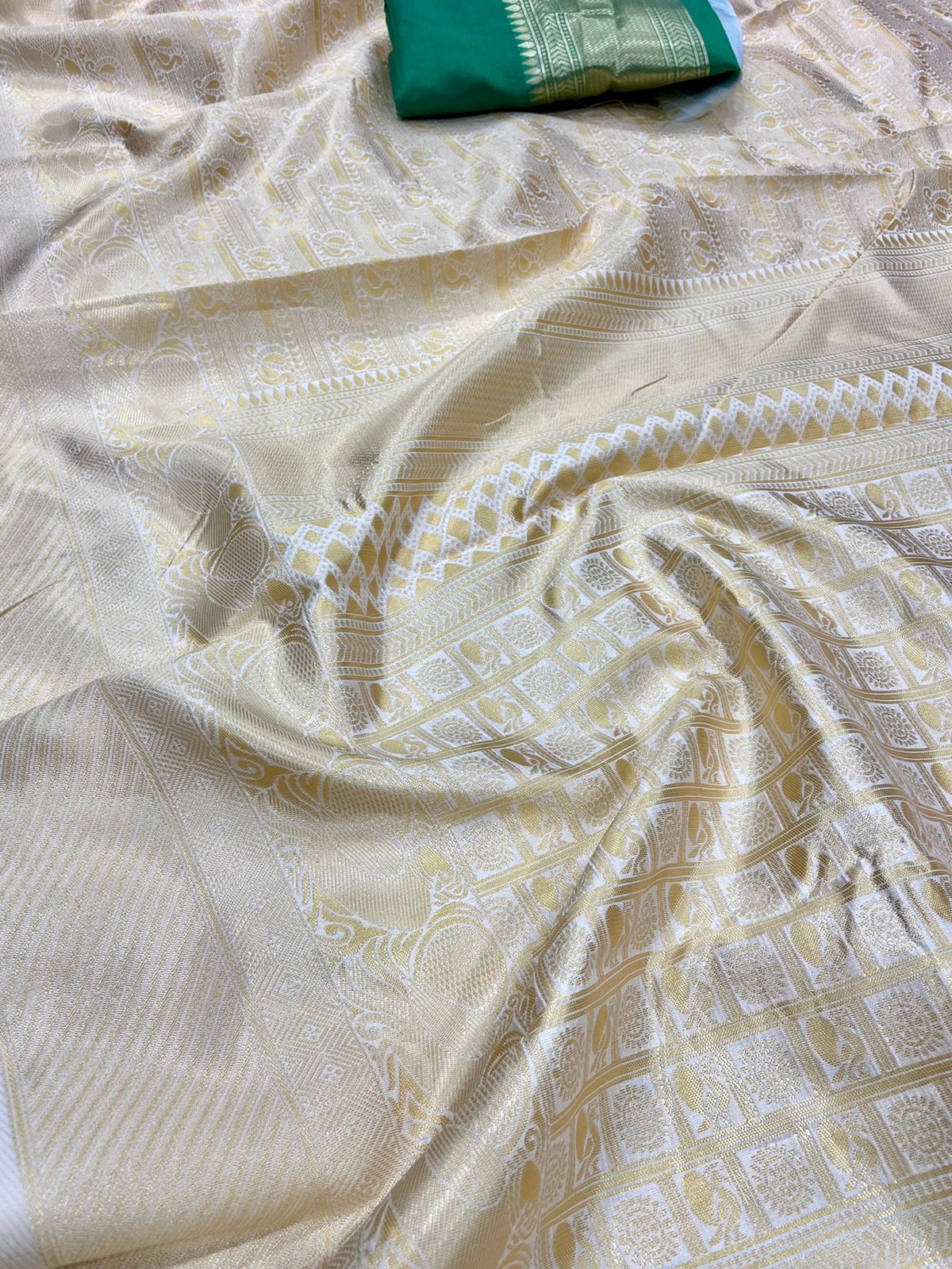 Golden Beige Woven Kanjivaram Saree