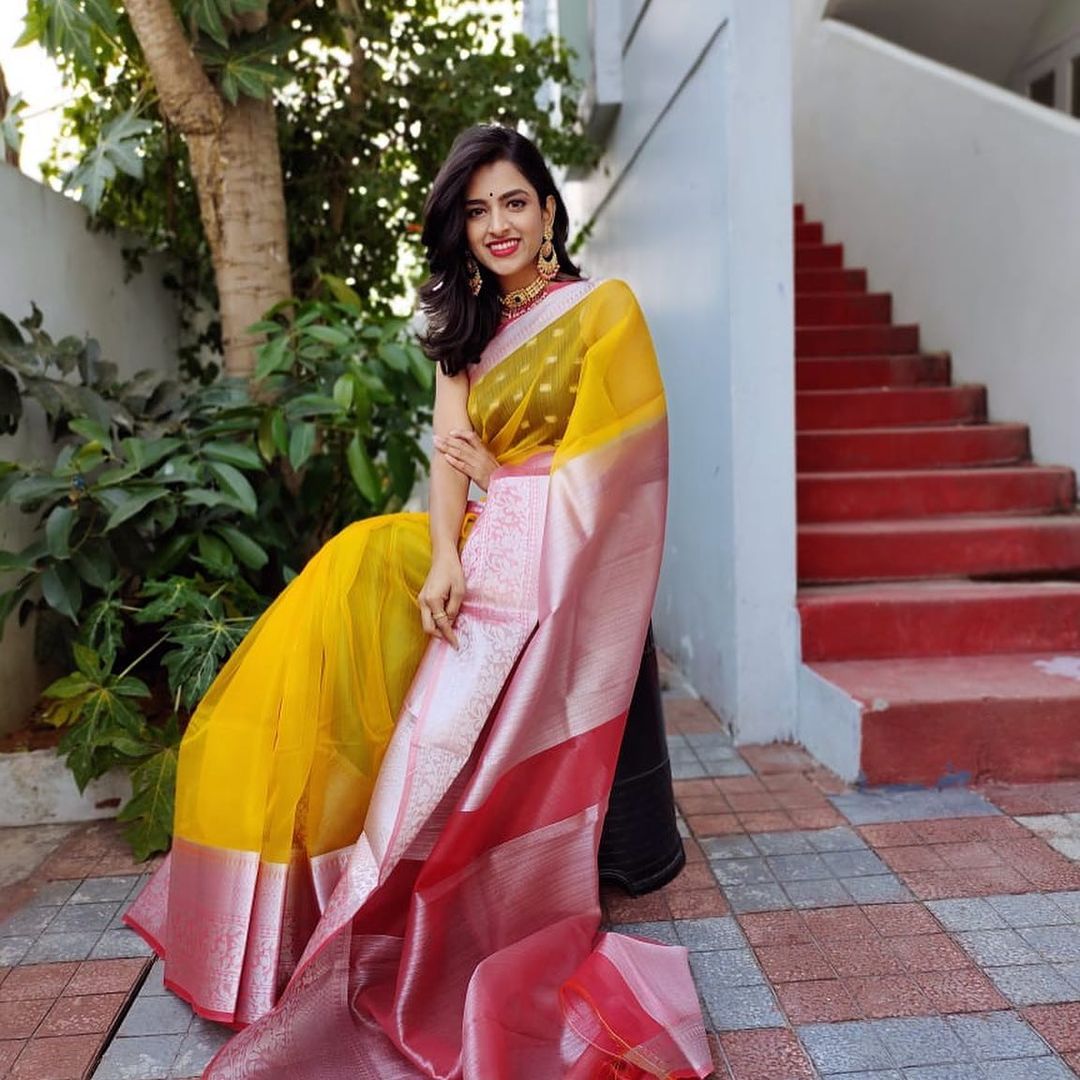 Pure Organza Silk Silver Zari Weaved With Rich Pallu Saree