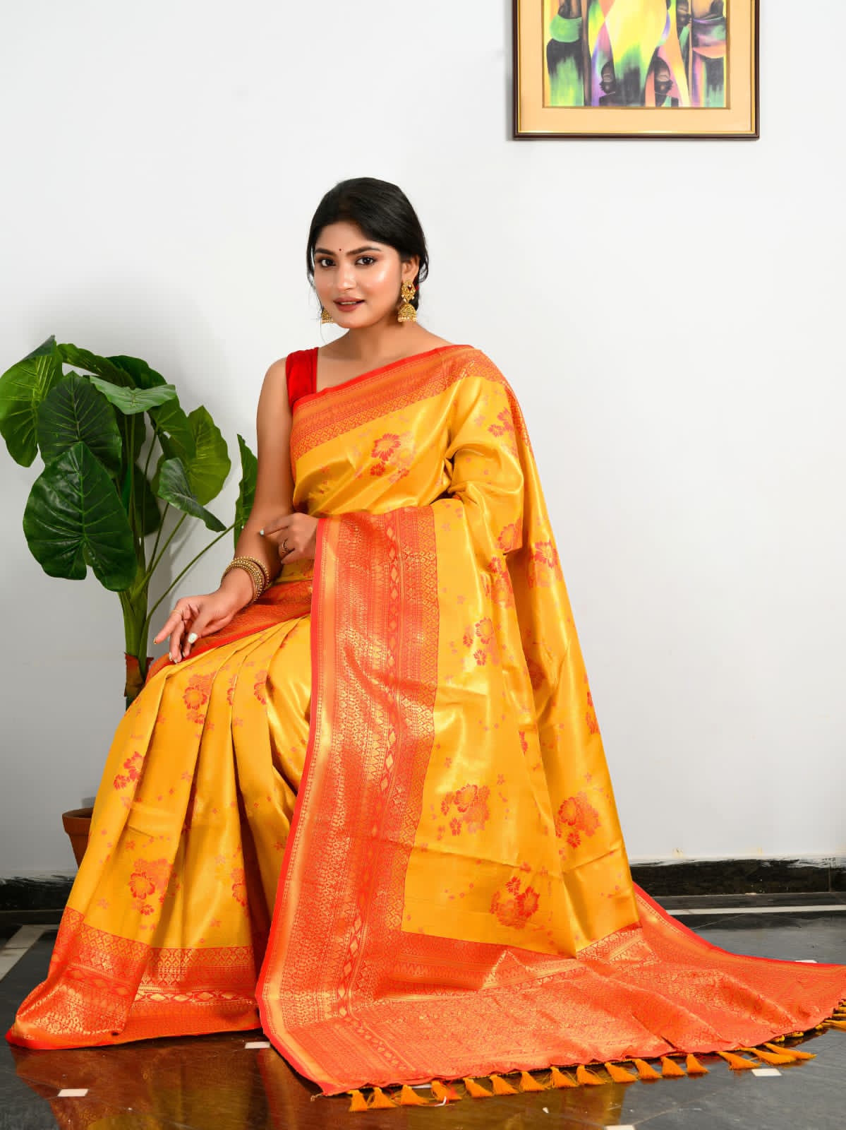 Banarasi Silk All Over Gold Zari Weaved Body And Pallu Saree