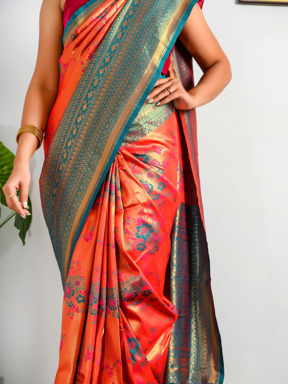 Banarasi Silk All Over Gold Zari Weaved Body And Rich Pallu Saree