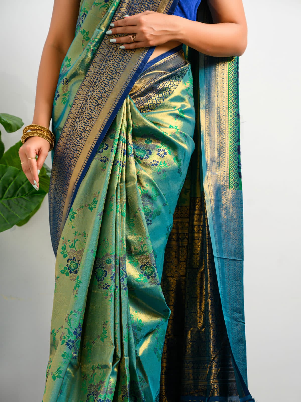 Banarasi Silk All Over Gold Zari Weaved Body And Pallu Saree
