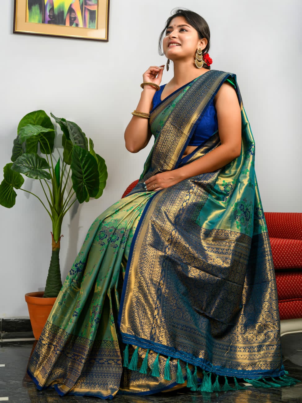 Banarasi Silk All Over Gold Zari Weaved Body And Pallu Saree