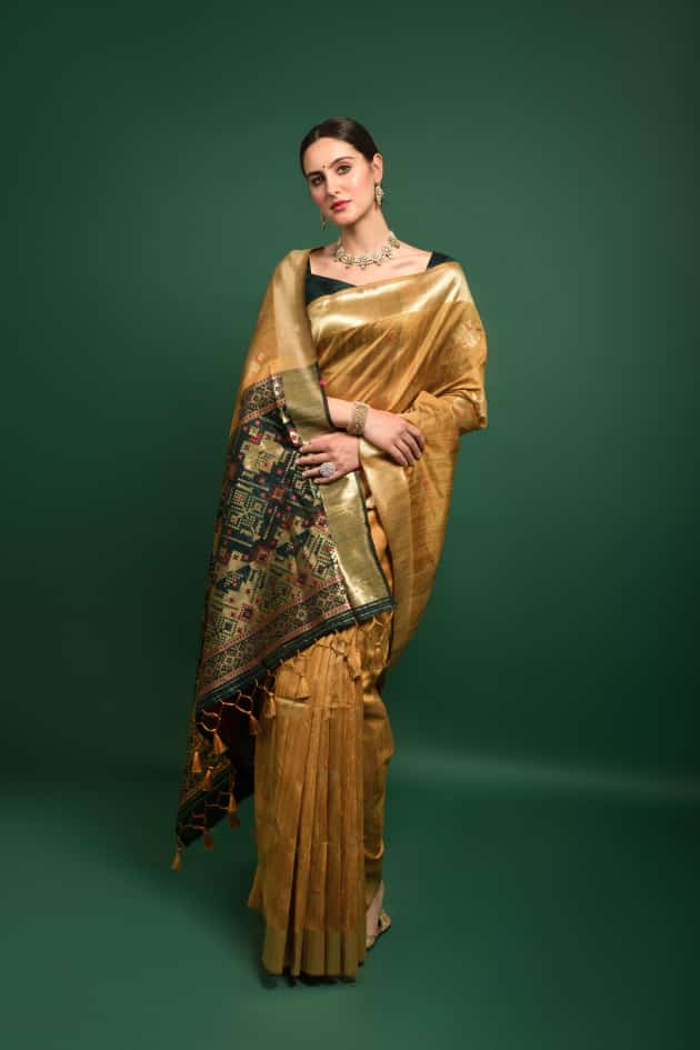 Pure Banarasi Ghicha Silk All Over Zari Weaved Rich Pallu Saree
