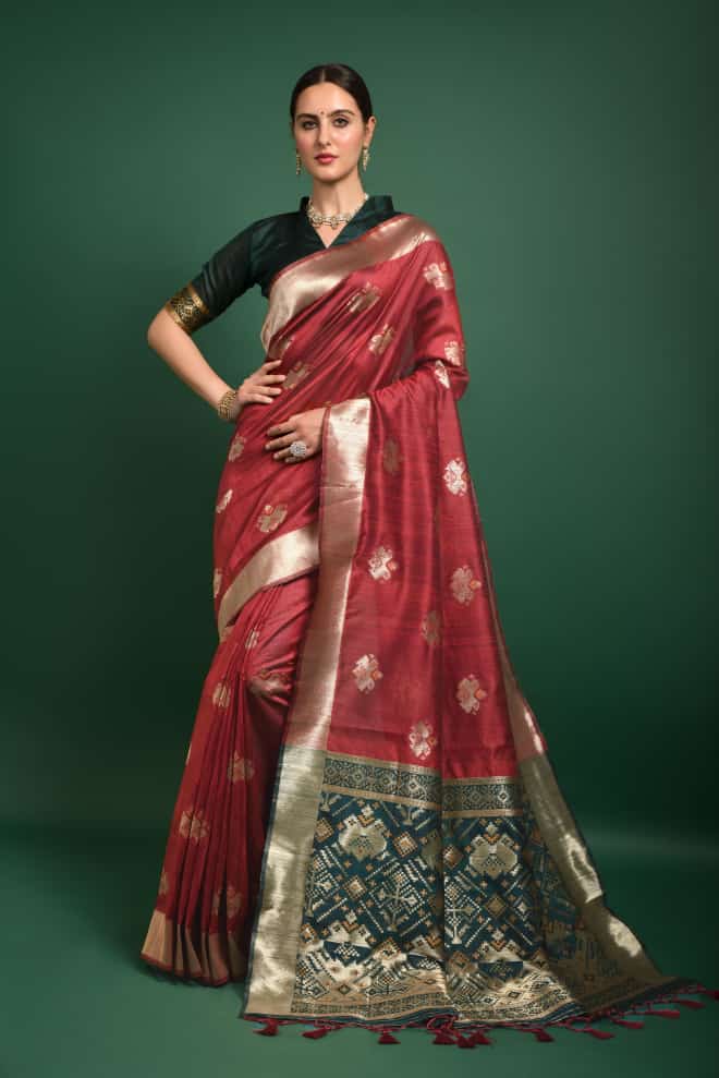 Pure Banarasi Ghicha Silk All Over Zari Weaved Rich Pallu Saree