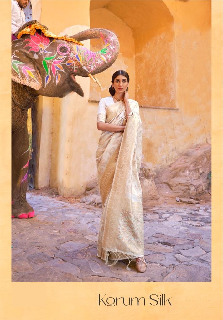 Banarasi Korum Silk All Over Rich Zari Weaved With Tassels On Pallu