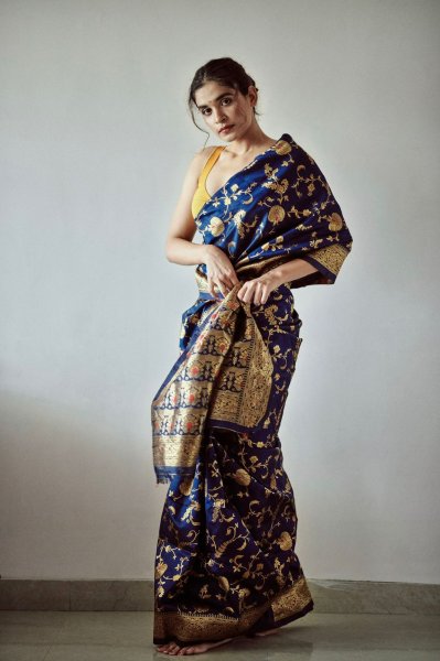 Image of Pure Banarasi Silk All Over Gold Zari And Meena Weaved Saree