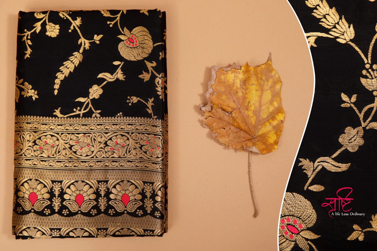 Pure Banarasi Silk All Over Gold Zari And Meena Weaved Saree