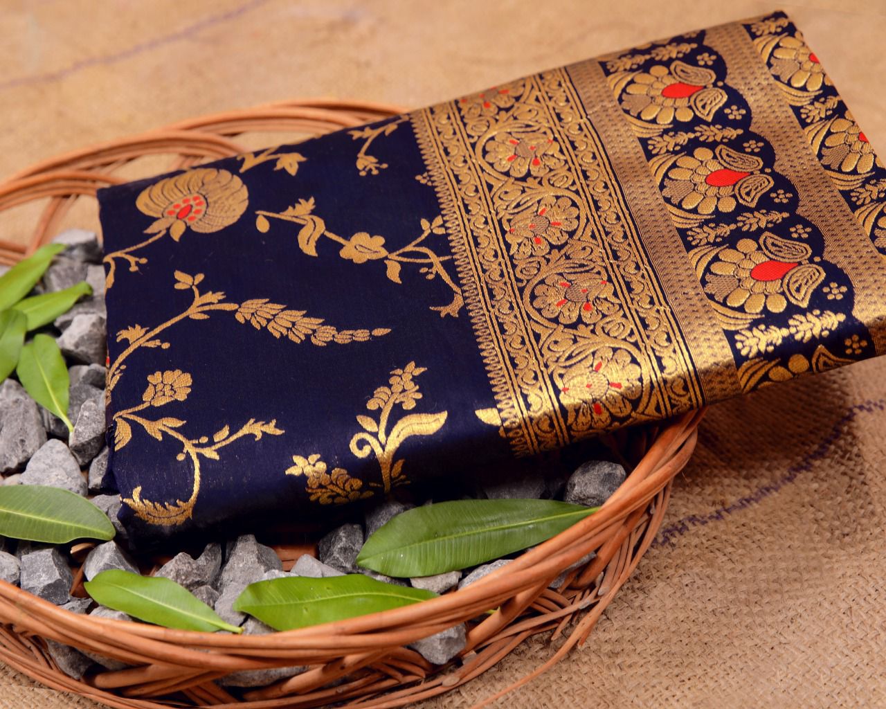 Pure Banarasi Silk All Over Gold Zari And Meena Weaved Saree