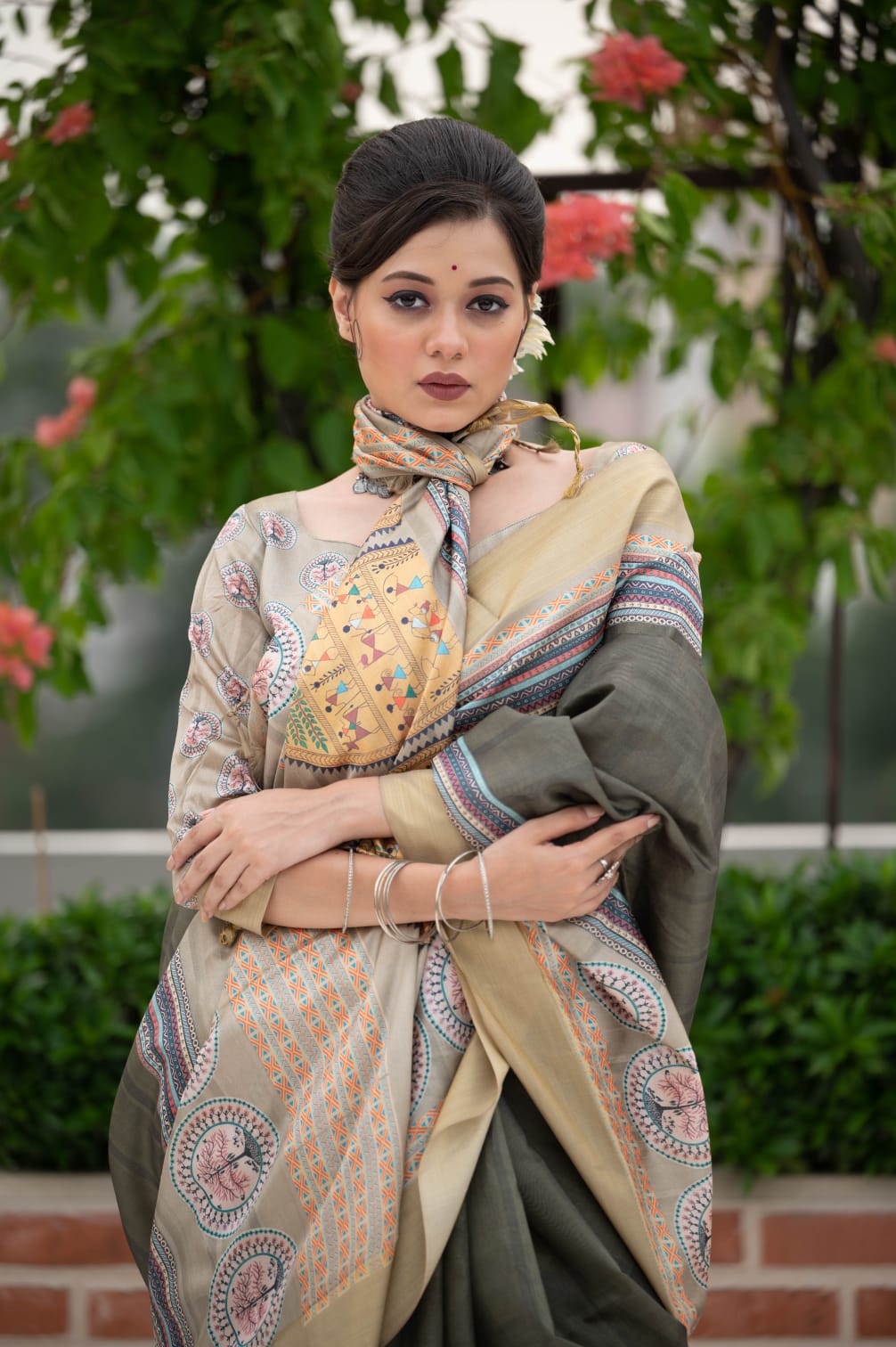 Cotton Silk Kalamkari Printed Saree With Tassels On Pallu