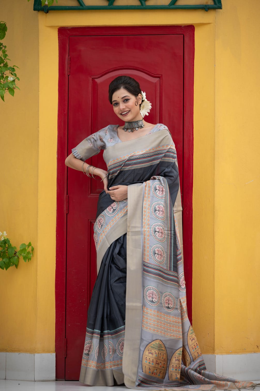 Cotton Silk Kalamkari Printed Saree With Tassels On Pallu