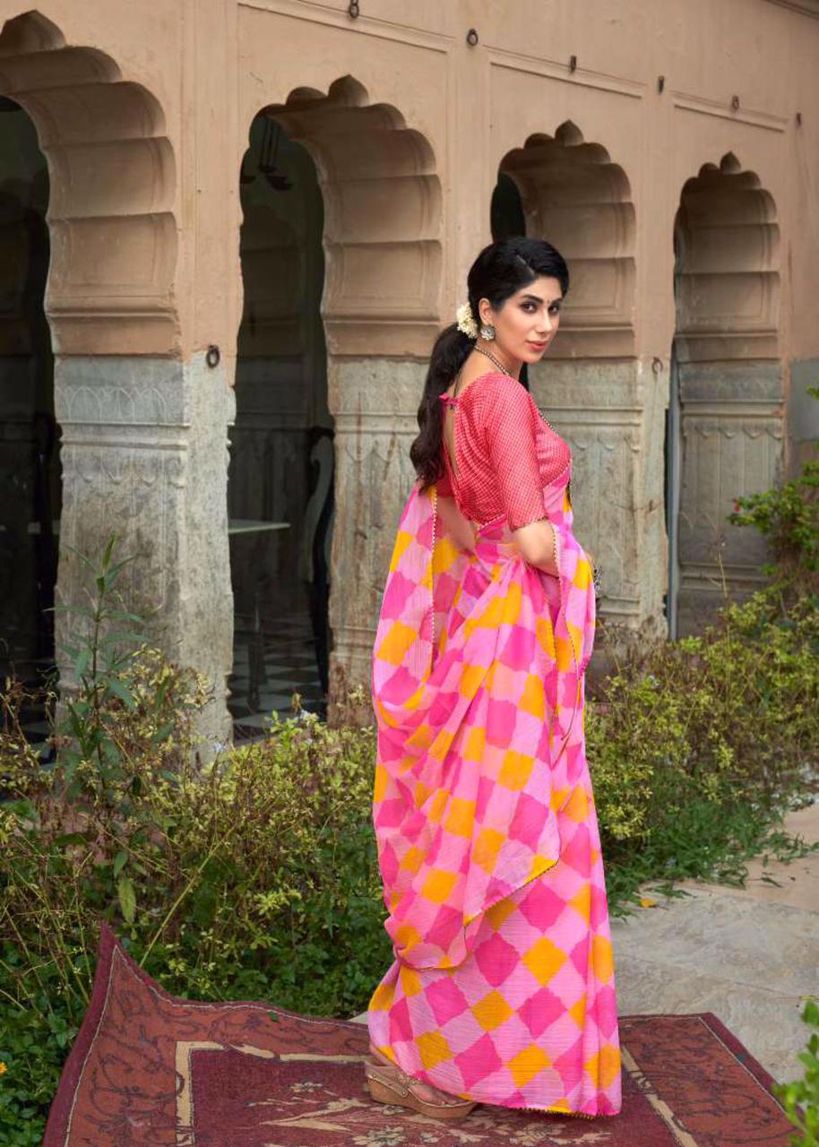 Georgette Digital Printed Borderless Sarees