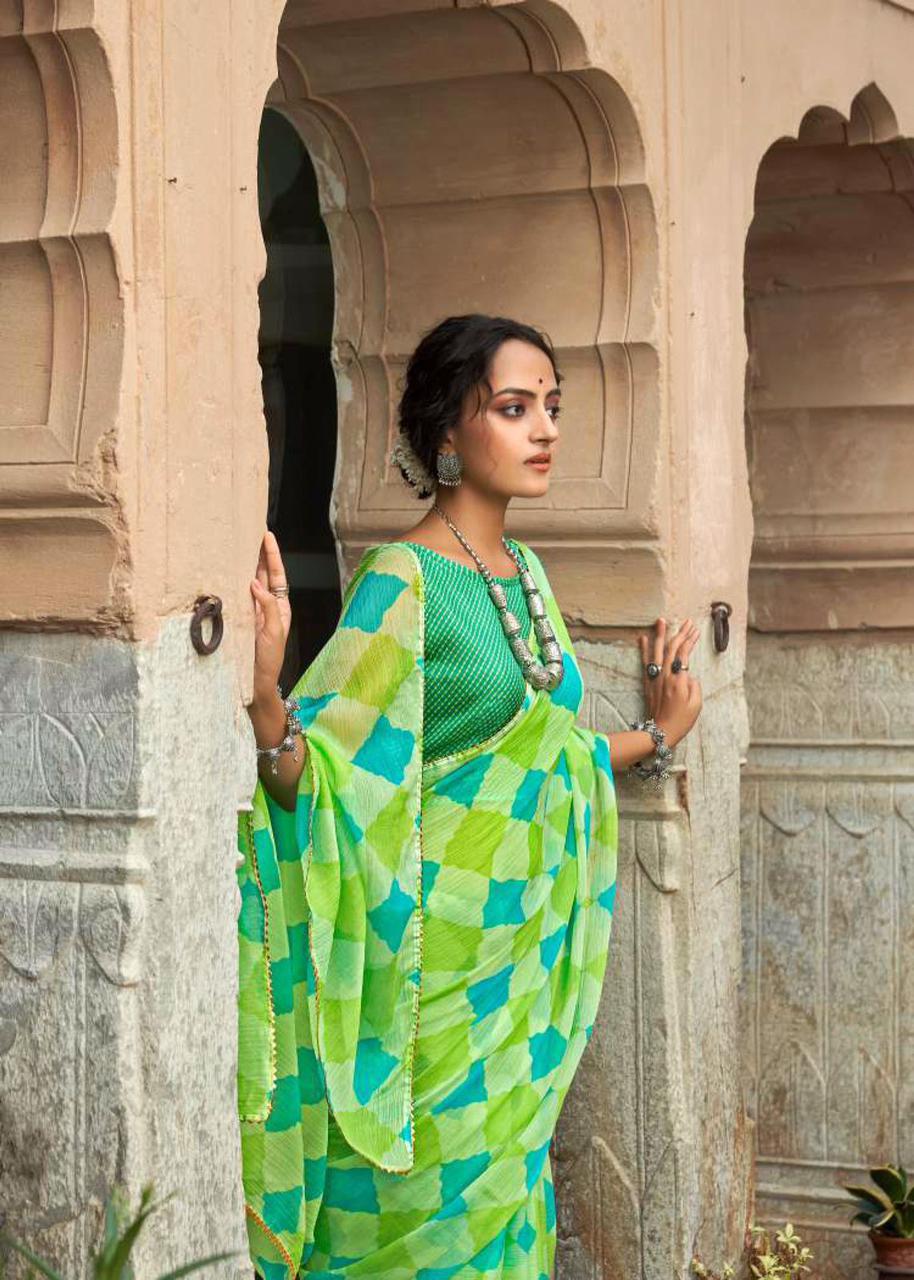 Georgette Digital Printed Borderless Sarees