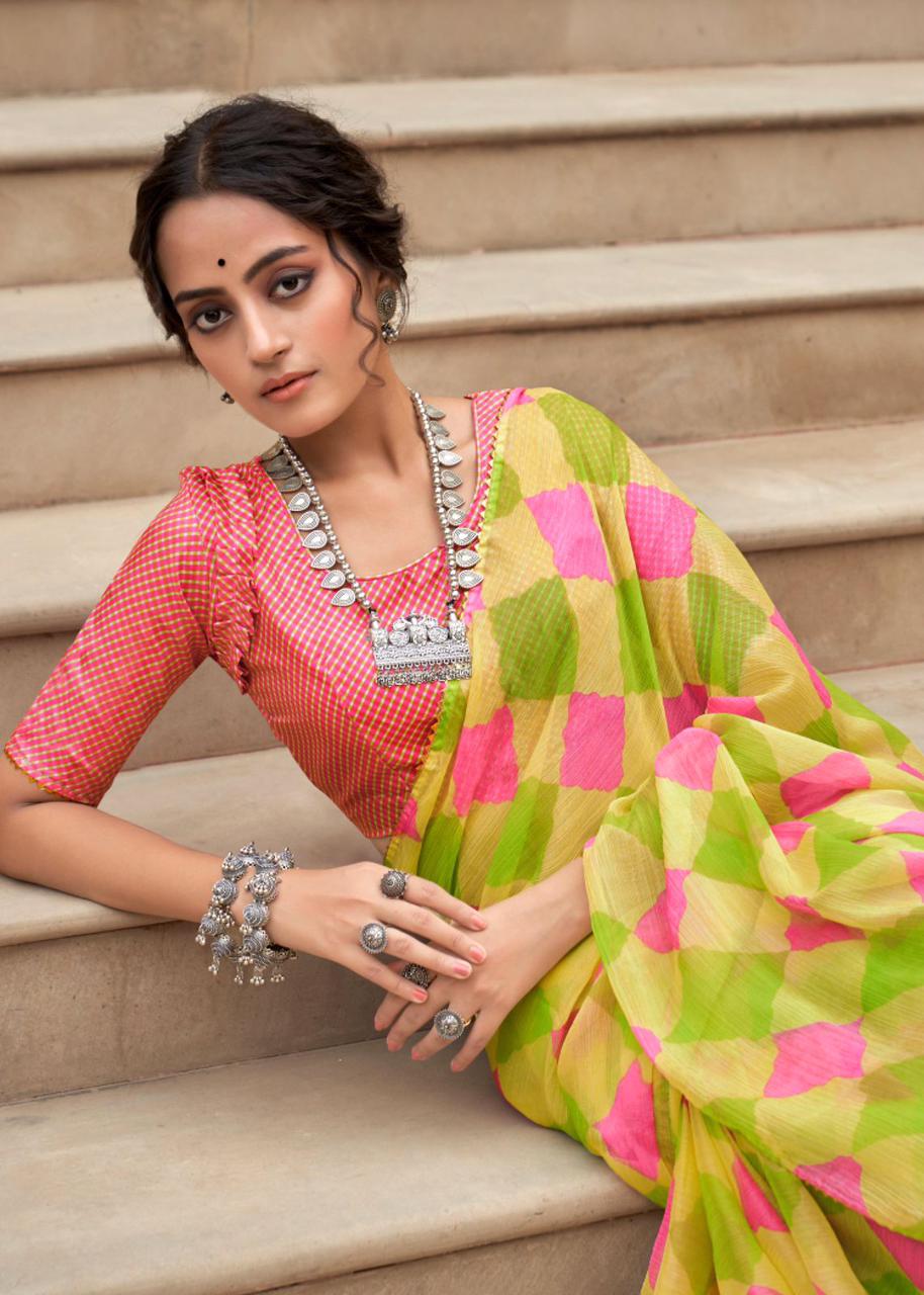 Georgette Digital Printed Borderless Saree