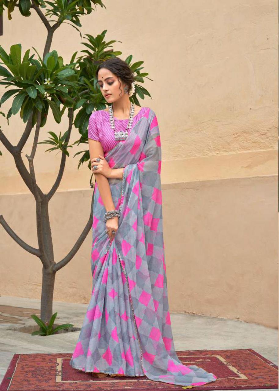 Georgette Digital Printed Borderless Saree