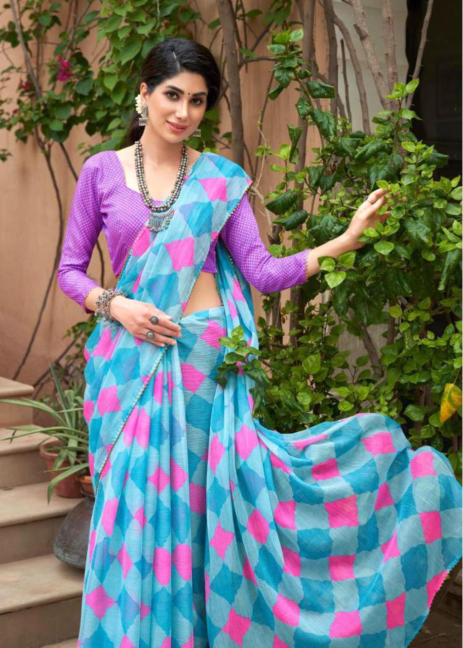 Georgette Digital Printed Borderless Saree