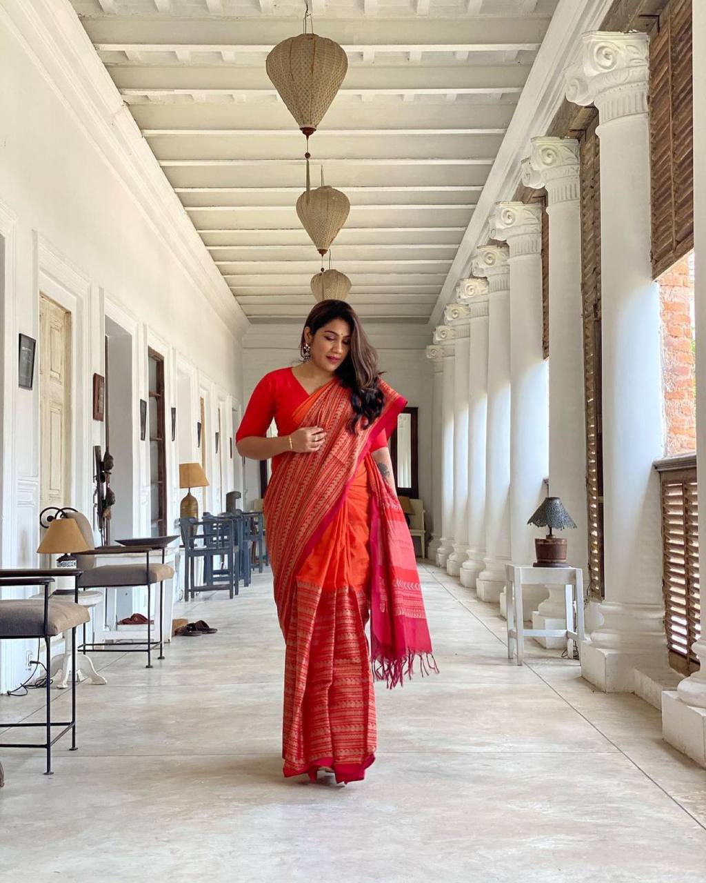 Banarasi Silk Gold And Resham Weaved Wide Border Saree