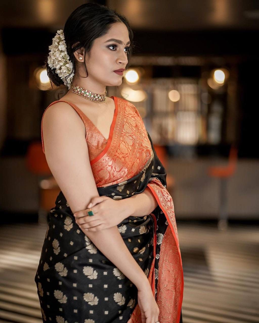 Black Banarasi Silk Gold Zari Body And Rich Weaved Pallu Saree