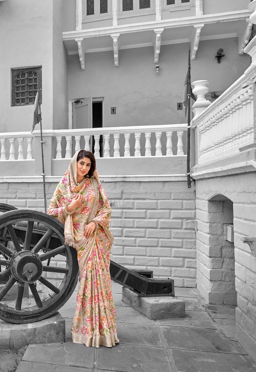 Georgette Digital Printed Saree With Tassels On Pallu