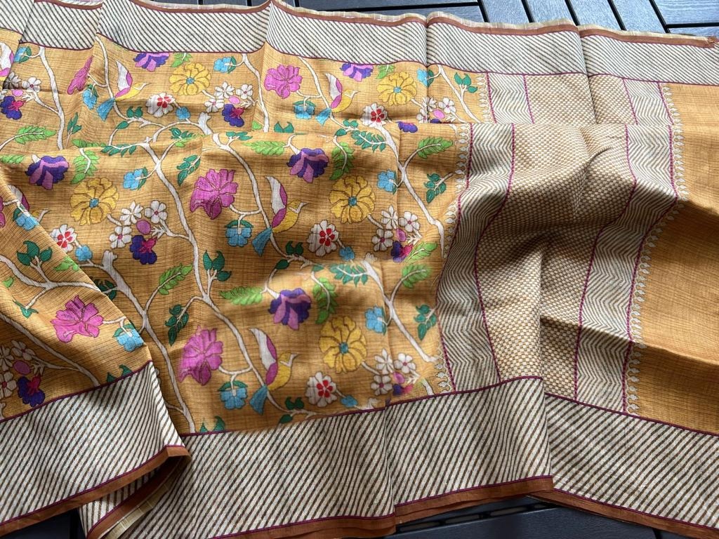 Soft Tussar Silk Saree Digital Paithani Design Printed Saree