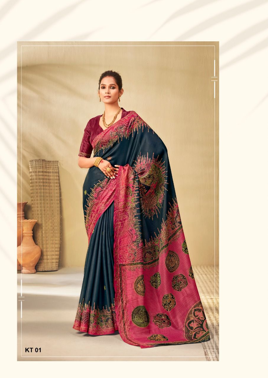 Kantha Silk Digital Printed Sarees