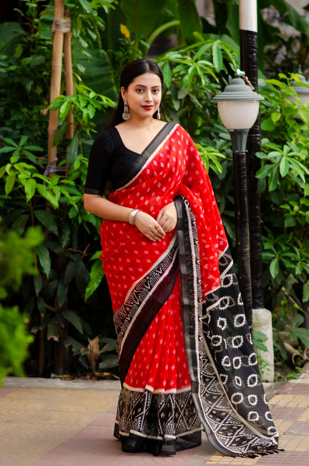 Cotton Kota Doriya Digital Printed Saree With Tassels On Pallu
