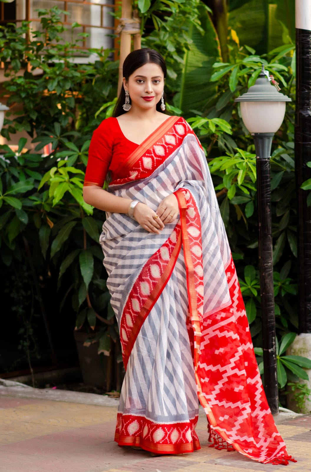 Cotton Kota Doriya Digital Printed Saree With Tassels On Pallu