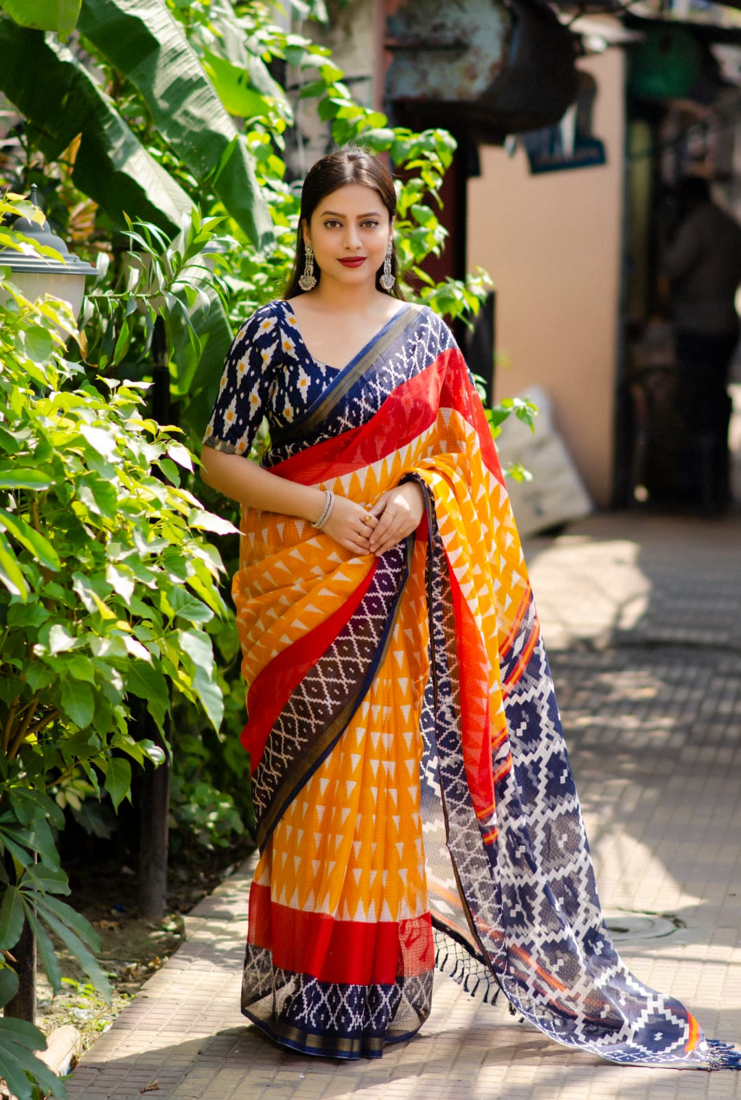 Cotton Kota Doriya Digital Printed Sarees With Tassels On Pallu