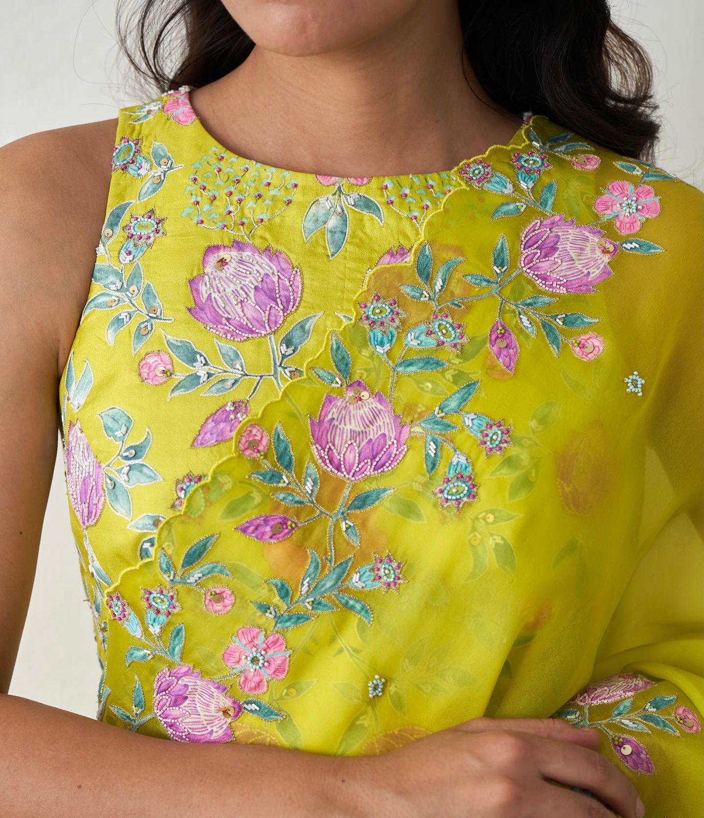 Pure Organza Silk Plain With Beautiful Embroidery Border Saree