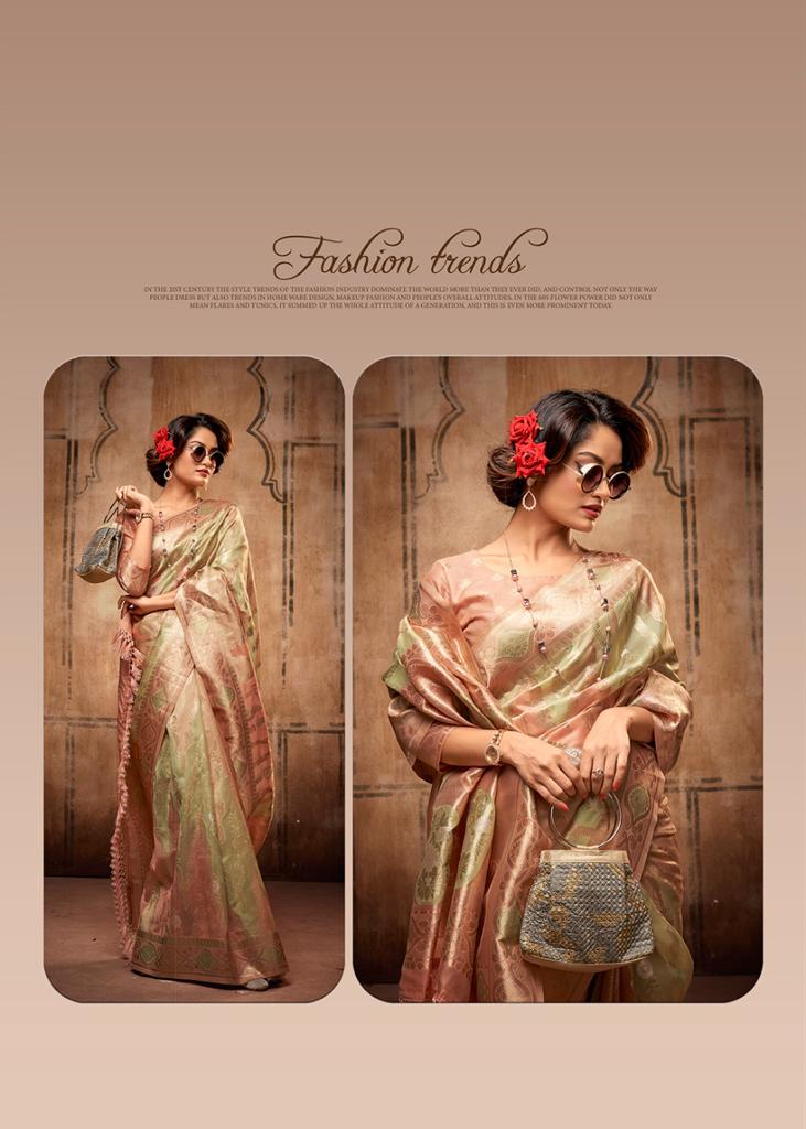 Pure Organza Silk Rainbow Multi Color Zari Weaved Saree