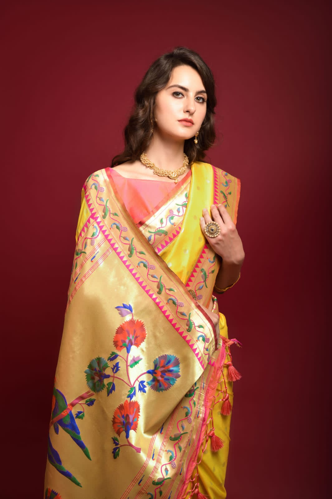 Pure Banarasi Paithani Silk Zari Booti With Rich Zari Pallu Saree