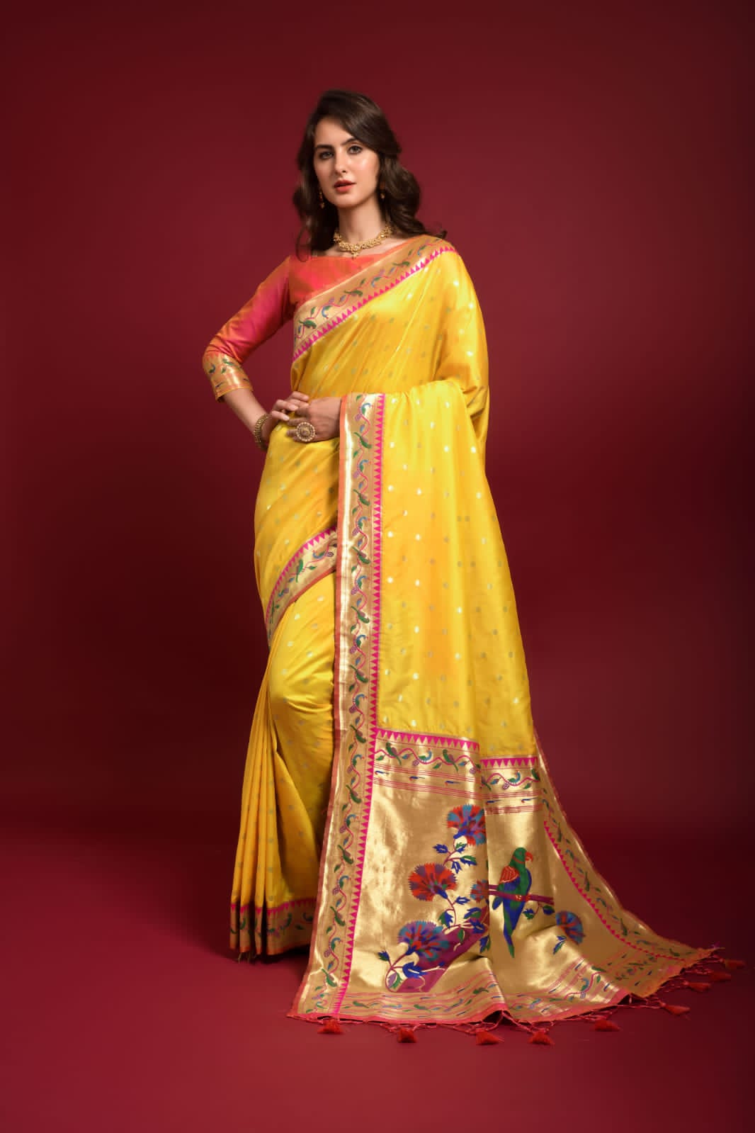 Pure Banarasi Paithani Silk Zari Booti With Rich Zari Pallu Saree