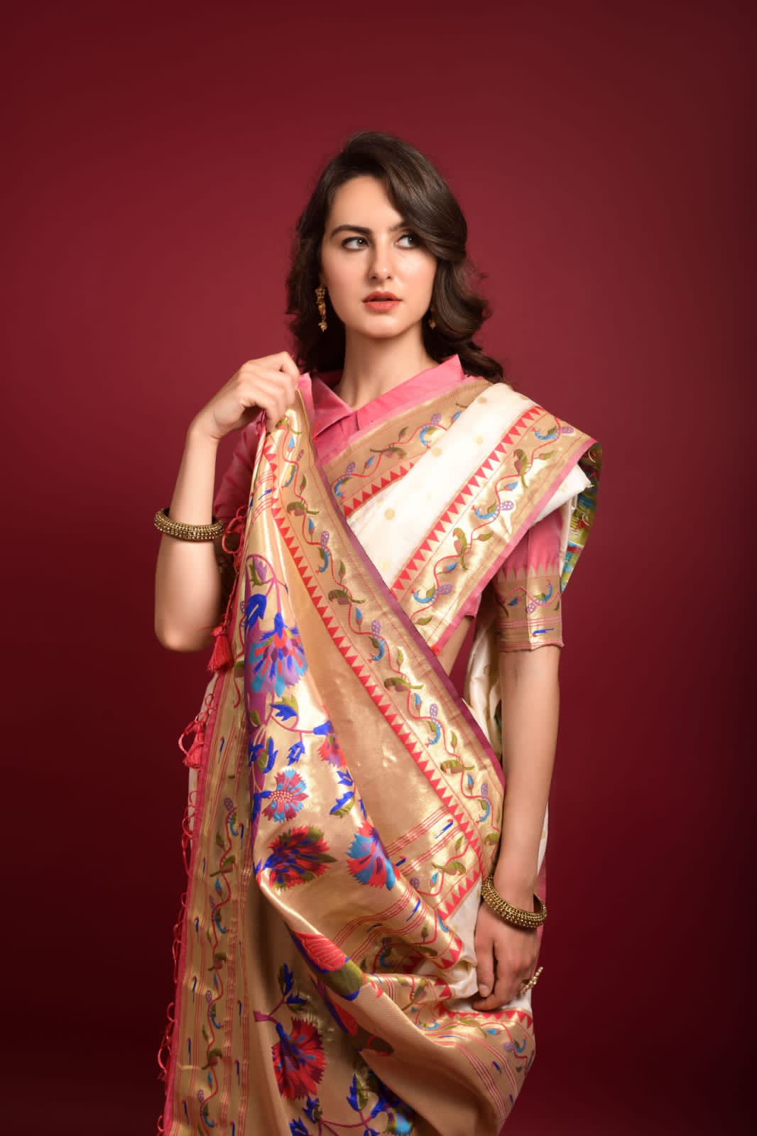 Pure Banarasi Paithani Silk Zari Booti With Rich Zari Pallu Saree