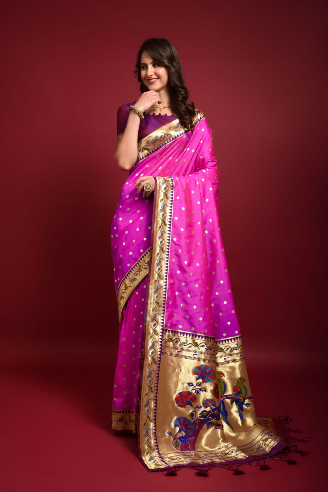 Pure Banarasi Paithani Silk Zari Booti With Rich Zari Pallu Sarees