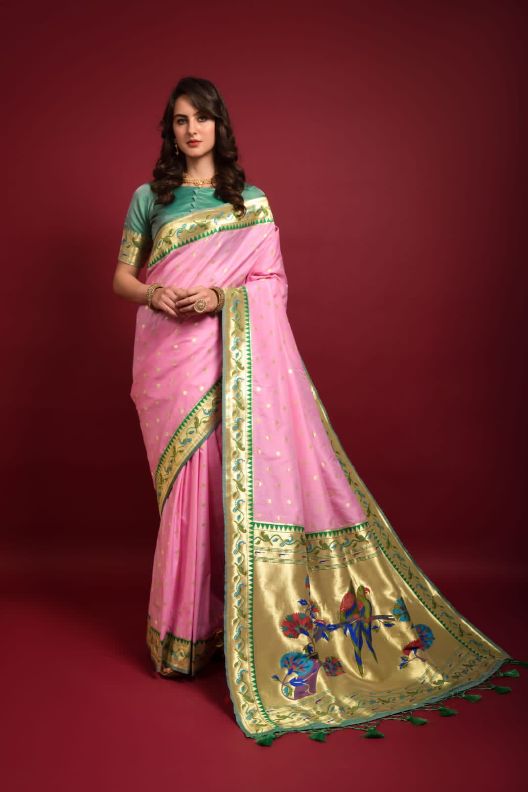 Pure Banarasi Paithani Silk Zari Booti With Rich Zari Pallu Saree