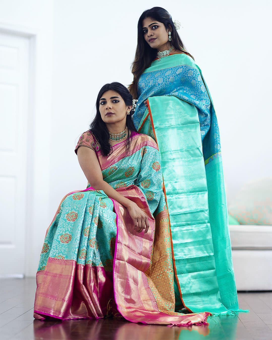 Banarasi Silk Silver Zari Weaved Body With Gold Zari Pallu Border Saree