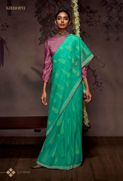 Image of Soft Brasso Organza Silk Sarees With Designer Blouse