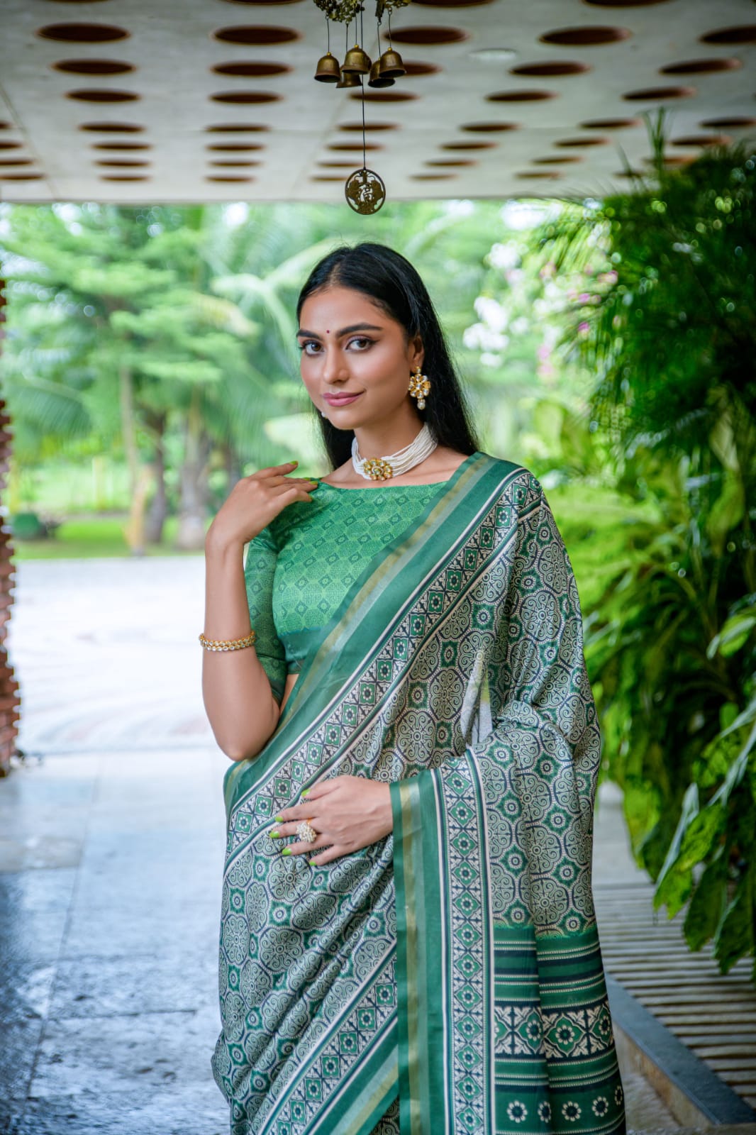 Cotton Silk Saree Printed With Satin Border