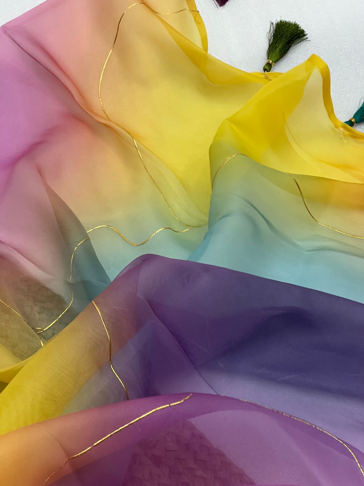 Organza Silk Foil Printed Multi Color Saree