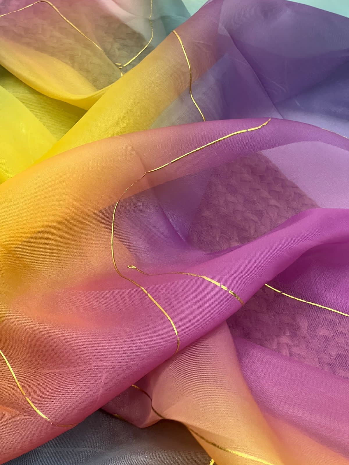 Organza Silk Foil Printed Multi Color Saree