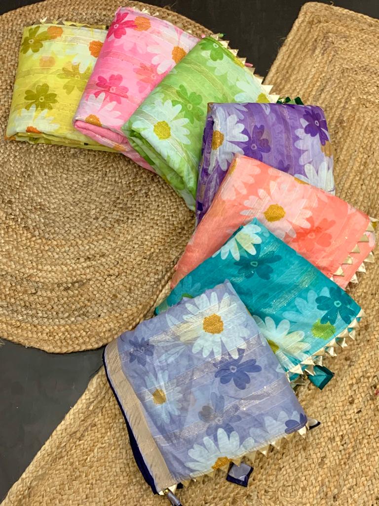 Pure Linen Digital Printed Saree