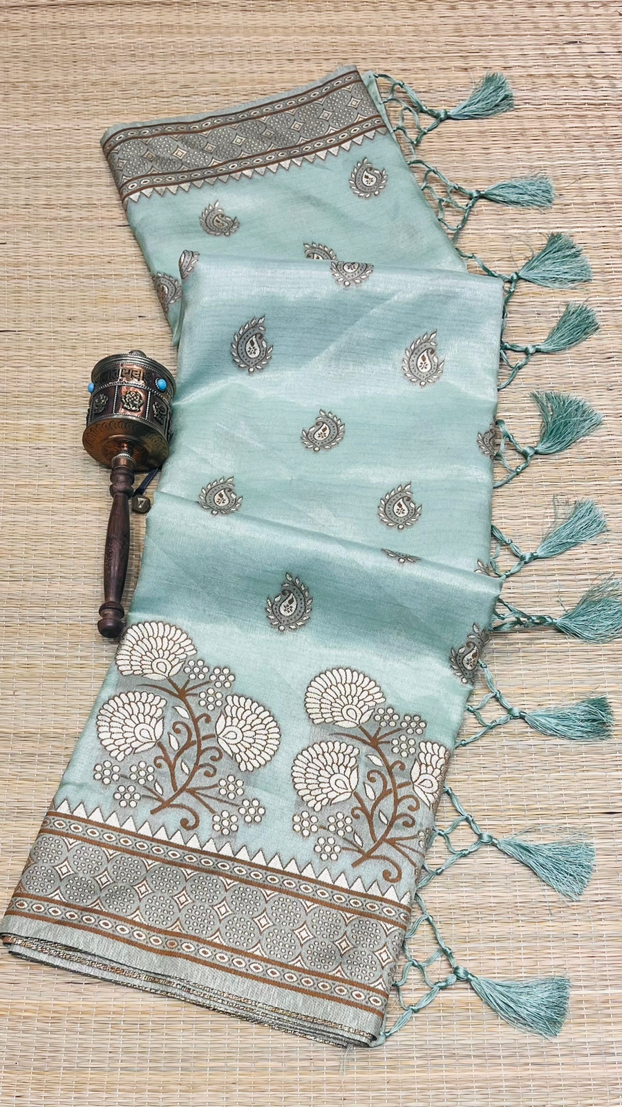 Pure Banarasi Tissue Silk All Over Copper Zari Weaved Saree