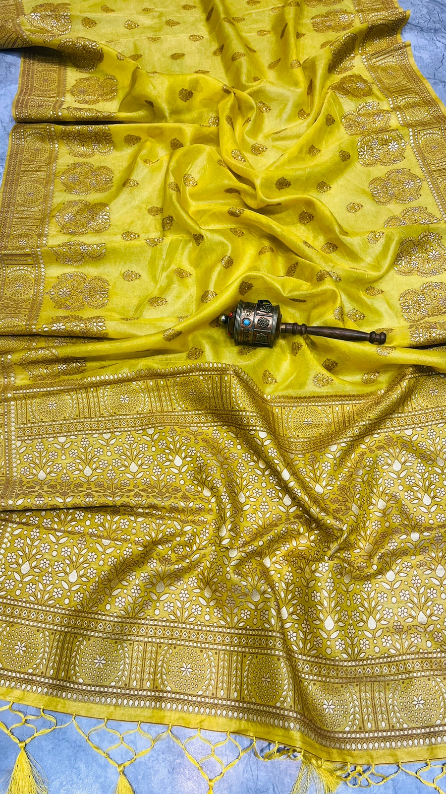 Pure Banarasi Tissue Silk All Over Copper Zari Weaved Saree