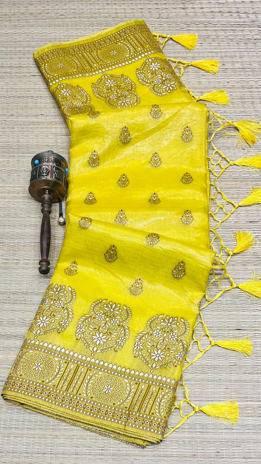 Pure Banarasi Tissue Silk All Over Copper Zari Weaved Saree