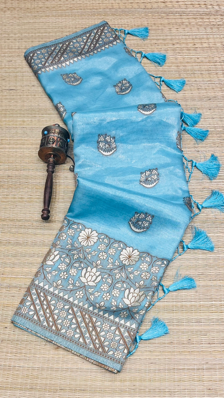 Pure Banarasi Tissue Silk All Over Copper Zari Weaved Saree