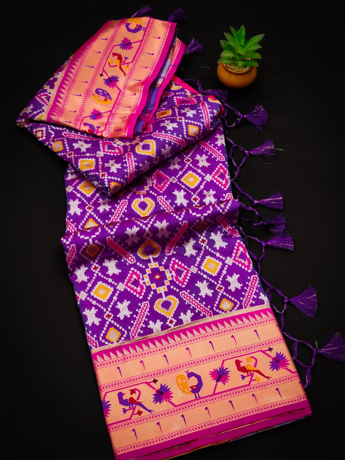 Pure Banarasi Silk Patola All Over Zari Weaved Sarees